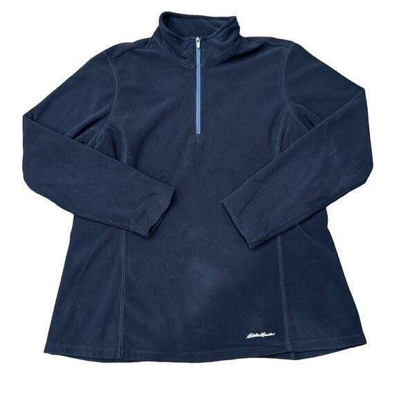 Eddie Bauer Tops - Eddie Bauer Women's Quarter Zip Pullover Fleece Sweater Dark Navy Size L